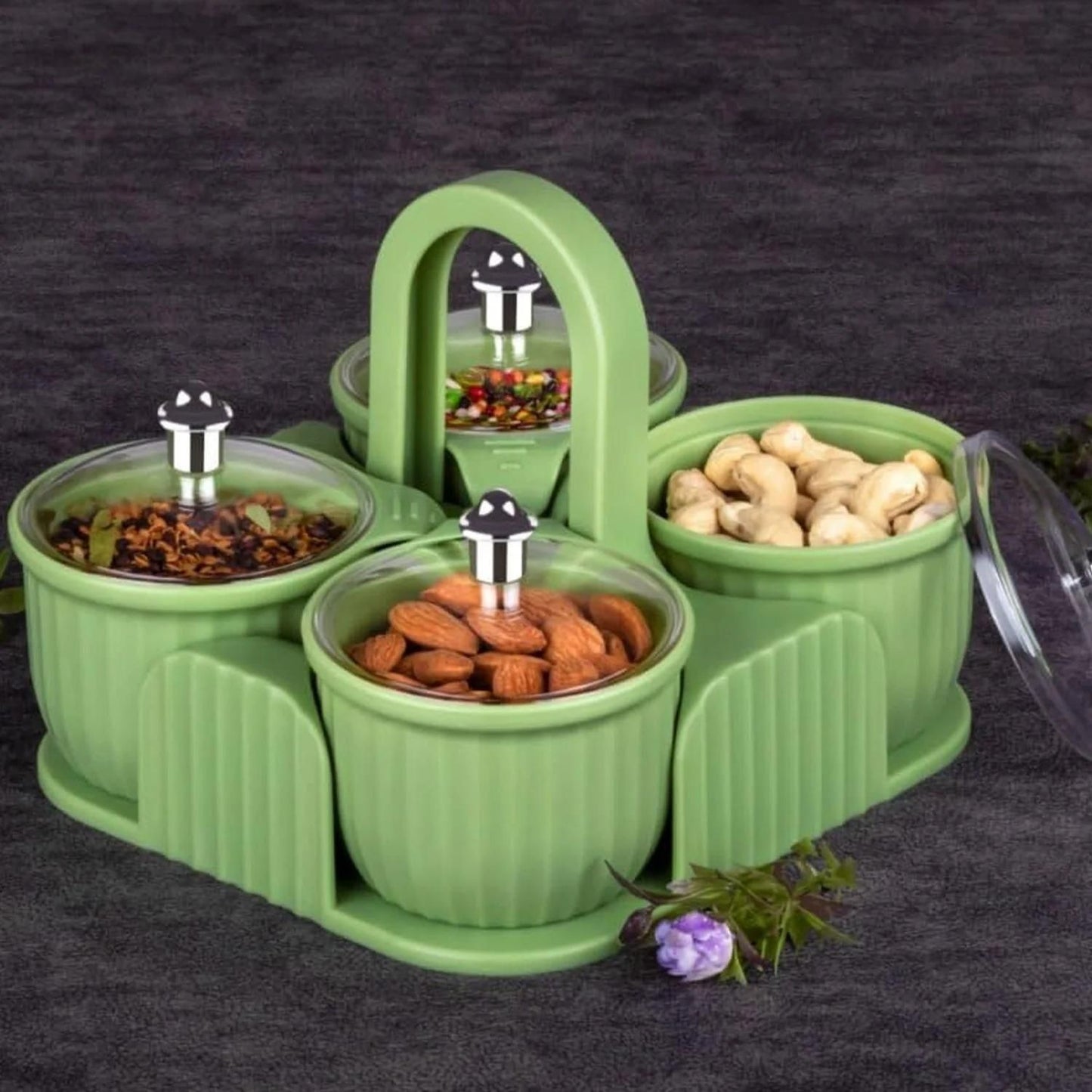 OS Multipurpose 4 pcs Storage Jar with Tray PRODUCT CODE (OS0004700)