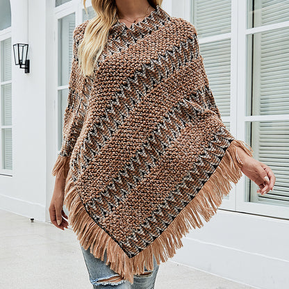 European And American Style Shawl Cloak Sweater Striped Room