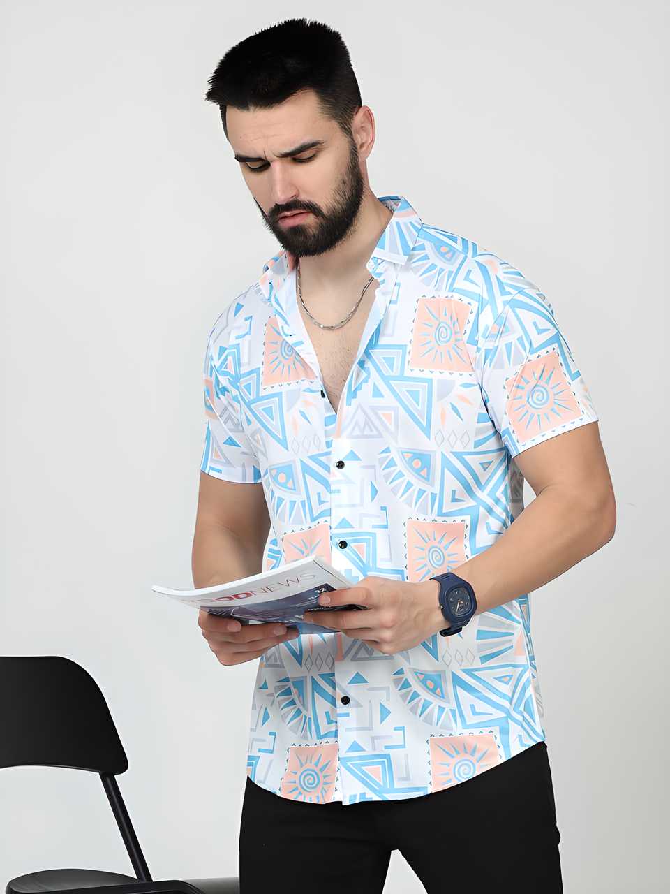 OS Men's Printed Rayon Half Sleeves Shirt PRODUCT CODE(OS0008466)