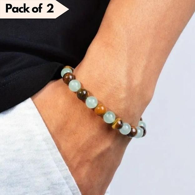 OS Natural Jade  Round Beads Bracelet (Pack Of 2) PRODUCT CODE (OS0007047)