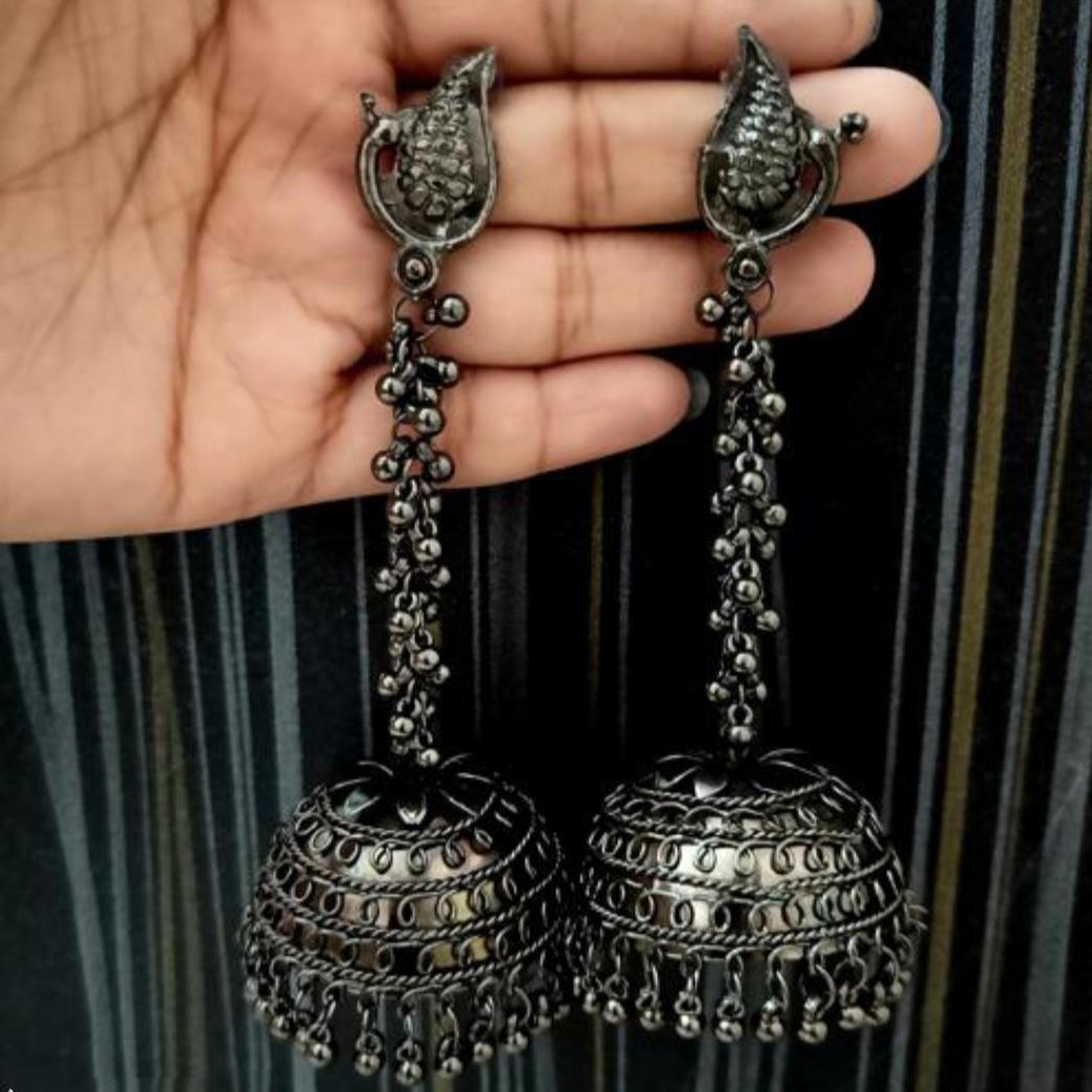 Traditional New Style Black Jhumkas Earrings For Women and Girls PRODUCT CODE (OS0006784)