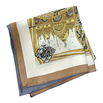 Women's Double-sided Printing Twill 18mmi Sand Wash Silk Scarf Shawl