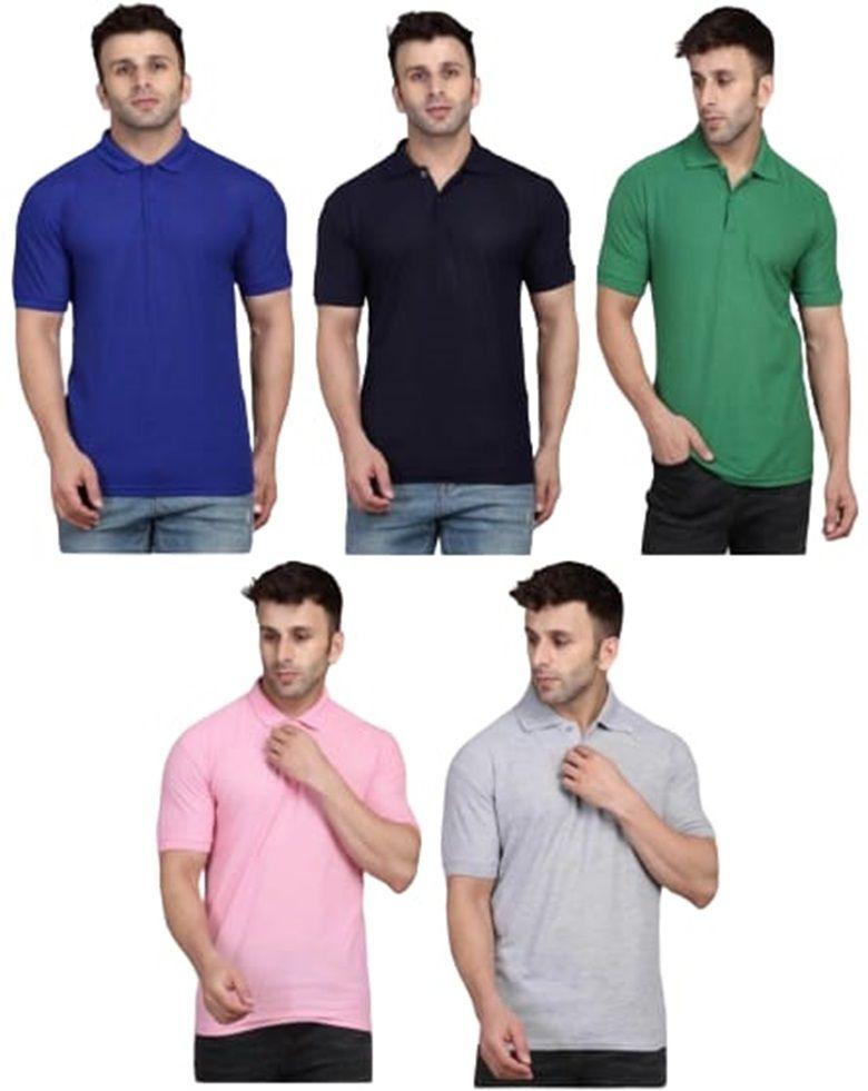 OS Men's Pack Of 5 Half Sleeves Polo Neck T-shirt PRODUCT CODE (OS0005545)