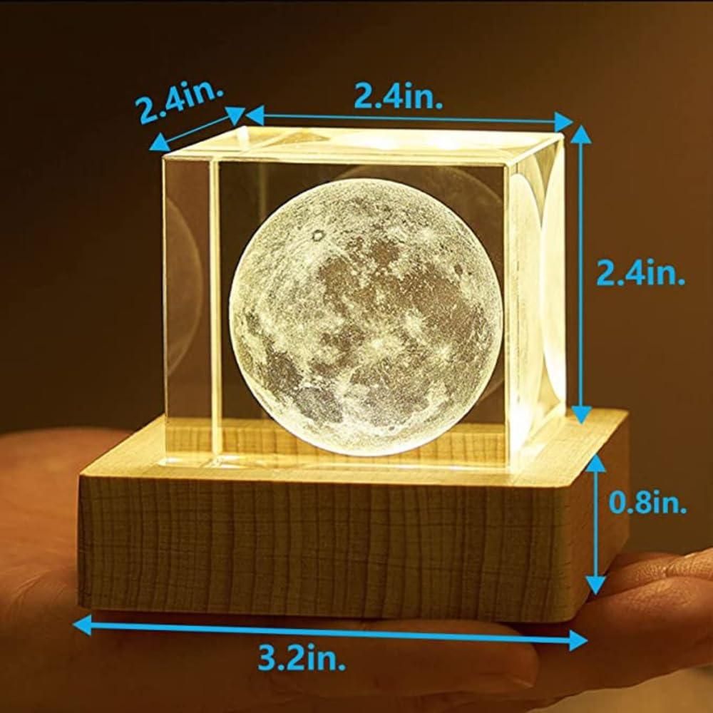 OS 3D Crystal Cube Moon with LED Night Lamp PRODUCT CODE (OS0004782)