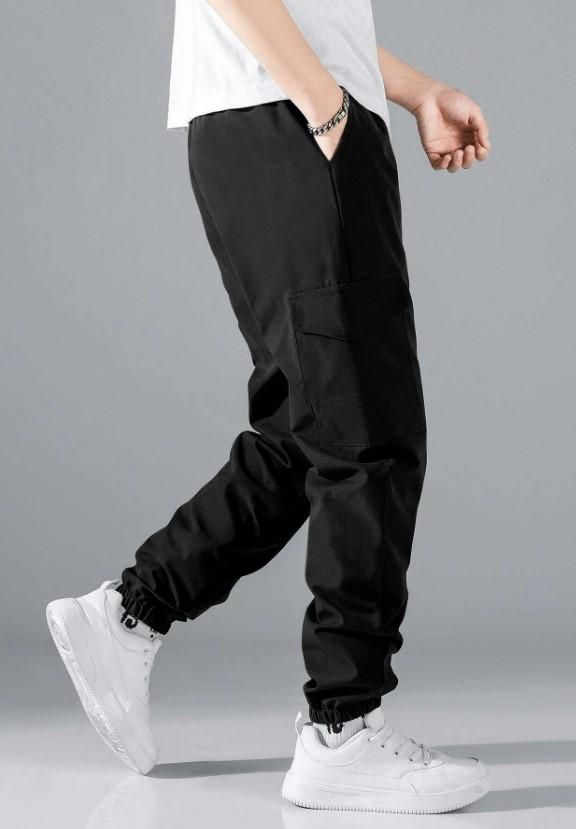 OS Men's Flap Pocket Drawstring Black Jogger Combo Pant PRODUCT CODE(OS0008451)