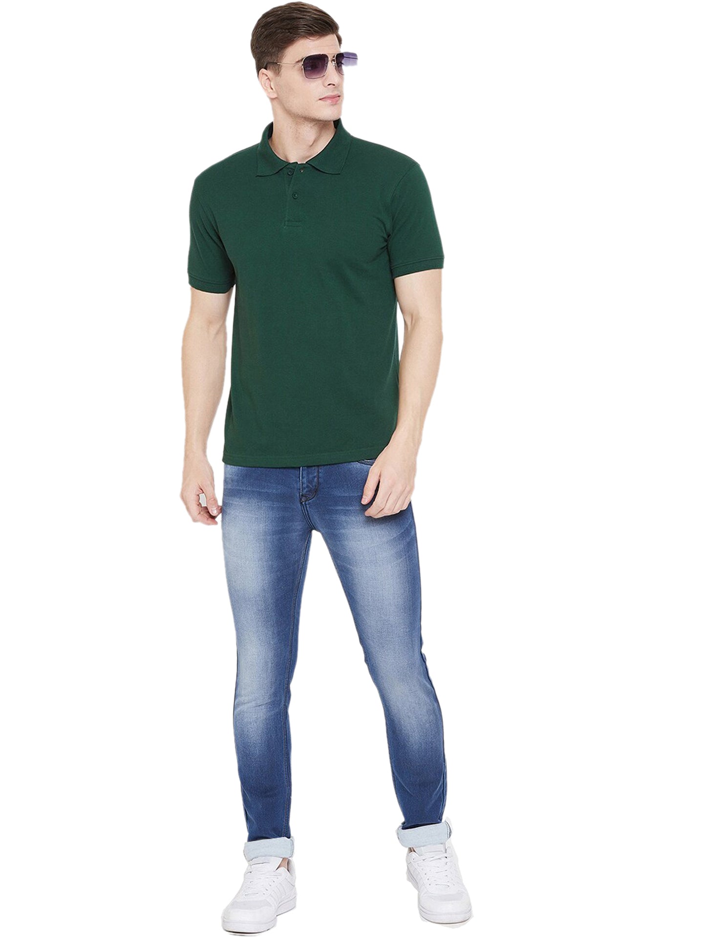 OS Cotton Blend Solid Half Sleeves Mens Polo Neck T-Shirt (Pack of 4) PRODUCT CODE (OS0005504)