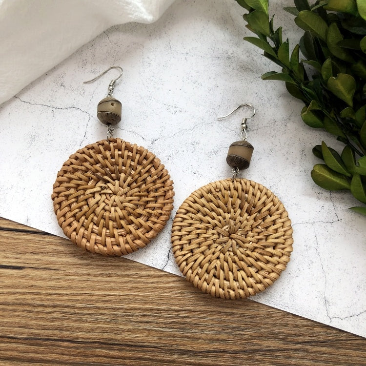 Vintage Forest Grass And Rattan Woven Handmade Earrings