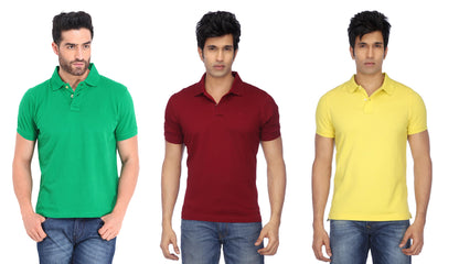 OS Poly Cotton Solid Half Sleeves Mens Polo T-shirt (Pack of 3) PRODUCT CODE (OS0005550)