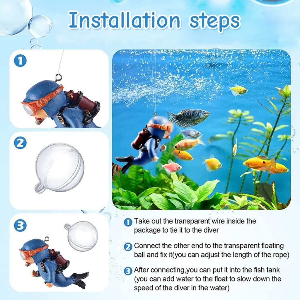 OS Diver Cartoon Aquarium Floating Cute Resin 2pc PRODUCT CODE (OS0004579)