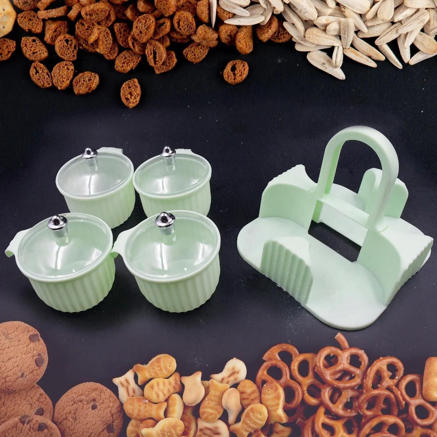 OS Multipurpose 4 pcs Storage Jar with Tray PRODUCT CODE (OS0004700)