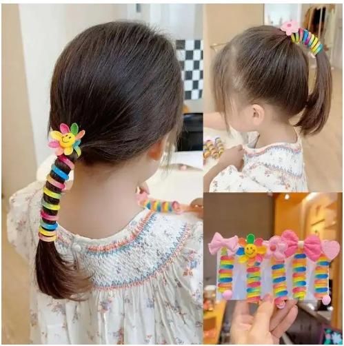 OS Girl Curly Bands Ponytail Holder Colorful Elastic Spiral Hair Bands for kids (10pcs) PRODUCT CODE (OS0001138)