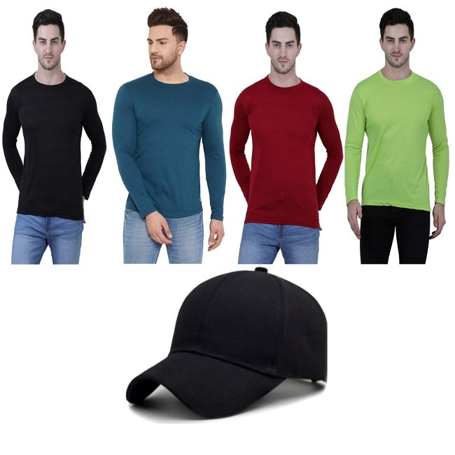 OS Full Sleeves Round Neck T-shirt With Summer Cap Combo PRODUCT CODE(OS0008492)