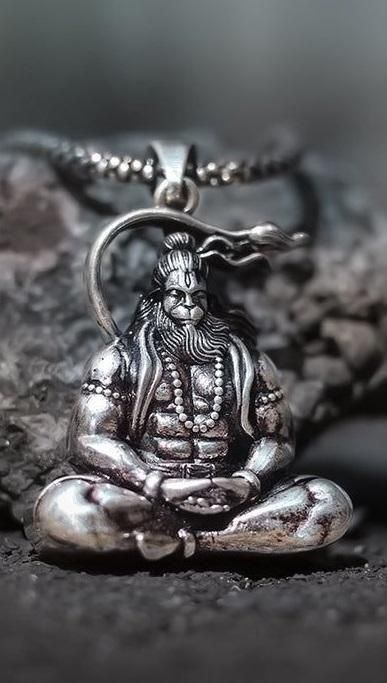 OS Hanuman Silver Locket With Chain PRODUCT CODE (OS0007045)