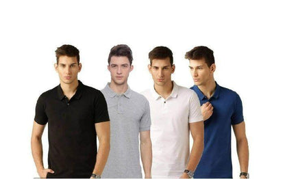 OS Poly Cotton Solid Half Sleeves Mens Polo T-shirt (Pack of 4) PRODUCT CODE(OS0008465)