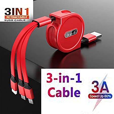 Multiple Charging Cable 4Ft/1.2m 3-in-1 USB Charge Cord Compatible PRODUCT CODE(OS0008516)