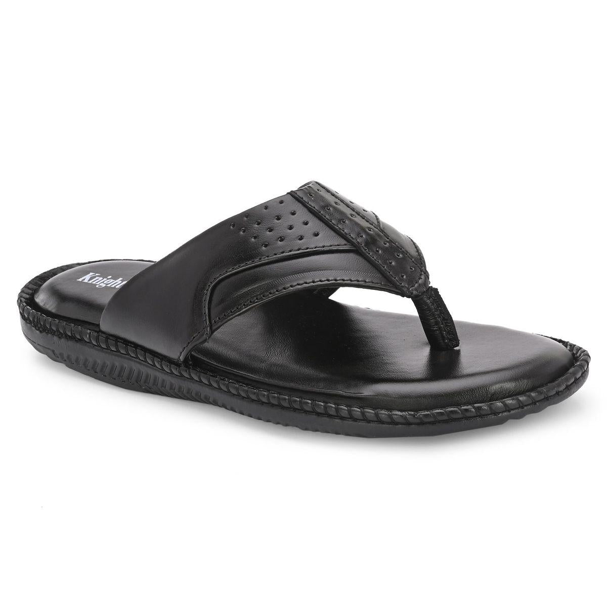 OS Men's Black Leather Slippers PRODUCT CODE (OS0007036)