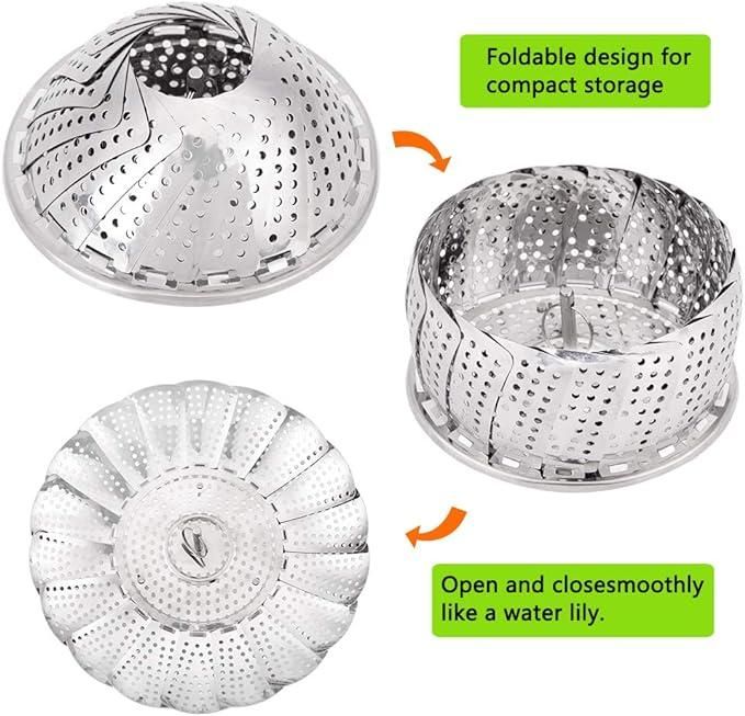 OS Stainless Steel Steamer basket for Veggie/Seafood with Safety Tool PRODUCT CODE (OS0004754)