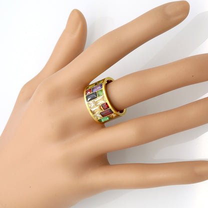 Fashion OL Colorful Ring Titanium Steel With Colored Diamonds