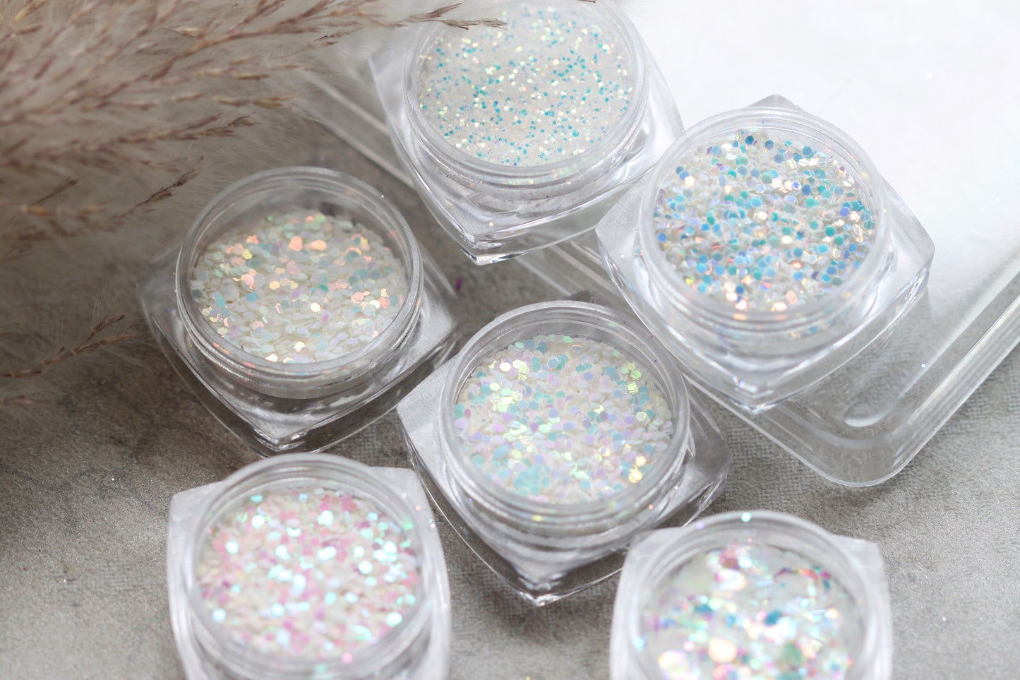 Glitter Sequin Jewelry Mixed Laser Powder High Gloss Gradient Nail Color Powder StickerSet