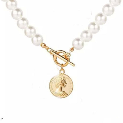 AVR JEWELS Pearl Coin Chain Necklace For Women PRODUCT CODE (OS0006897)