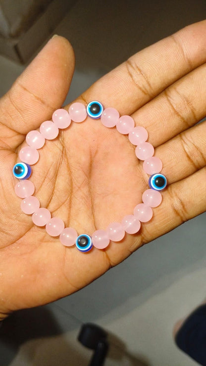 Love and Relationship Protect Bracelet (Rose Quartz with Evil Eye) (Pack of 2 PRODUCT CODE (OS0006886)