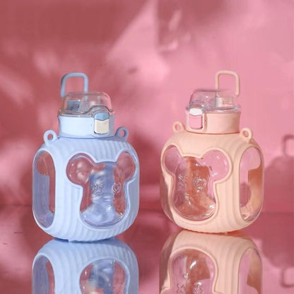 OS Plastic Water Bottle Straw Shoulder Belt Silicone cover 900ML PRODUCT CODE (OS0004811)