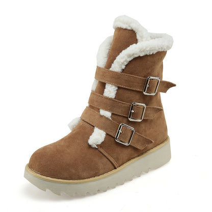 Buckle Solid Color New Snow Boots Plus Size Boots