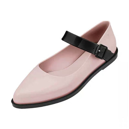 Pointed Toe Color-block Buckle Flat Women's Shoes