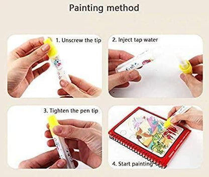 OS Reusable Magic Water Quick Dry Book Water Coloring Book Doodle with Magic Pen Painting Board for Children Education Drawing Pad (Multi Color, 4 Books) PRODUCT CODE (OS0001152)