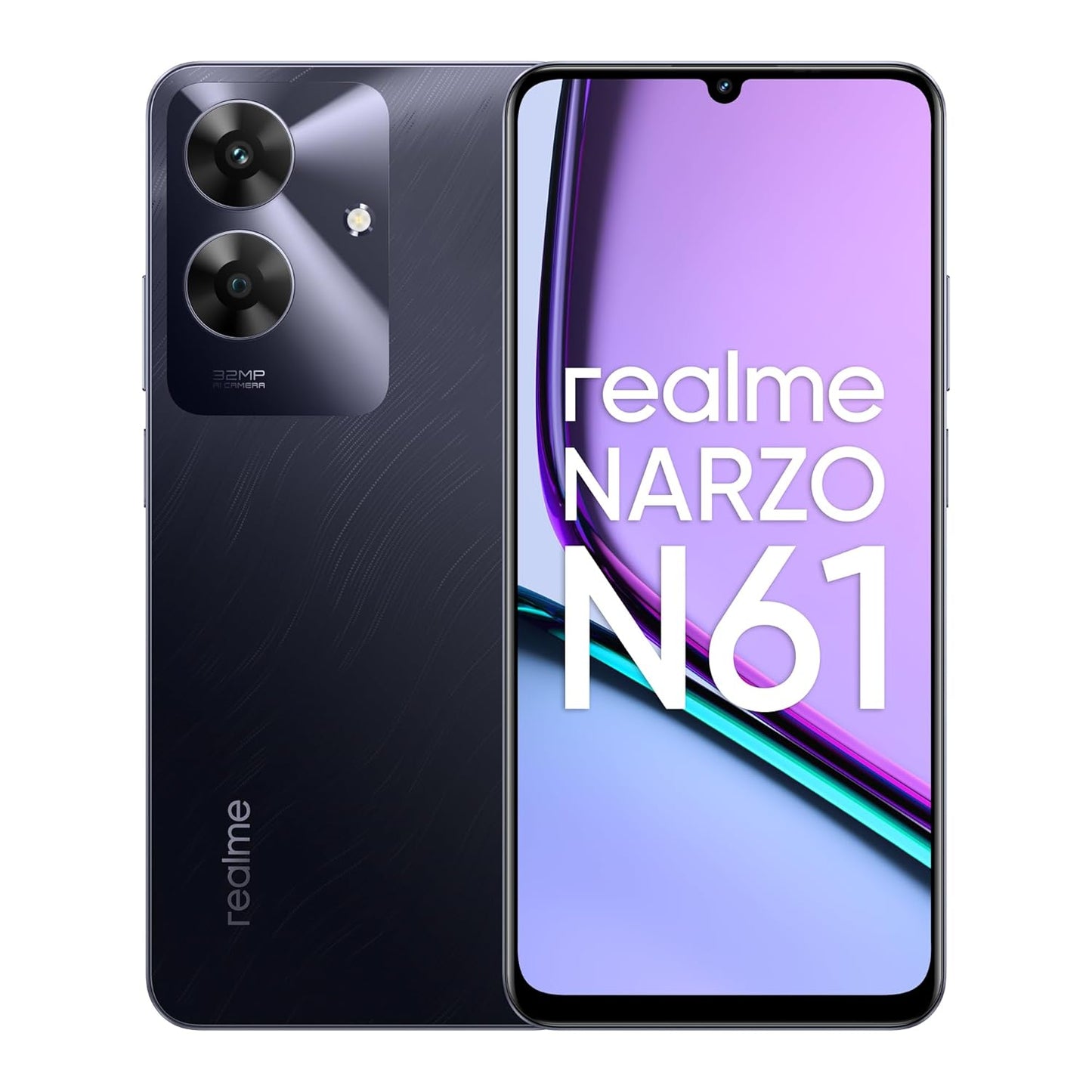 realme NARZO N61 (Marble Black, 4GB RAM+64GB Storage) 90Hz Eye Comfort Display | IP54 Dust & Water Resistance | 48-Month Fluency | Charger in The Box PRODUCT CODE (OS00015004)