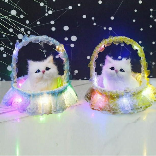 OS Kitten in LED Lights Basket Toy PRODUCT CODE (OS0004587)