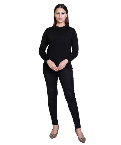 Women's Solid Woolen Full Sleeves Sweater