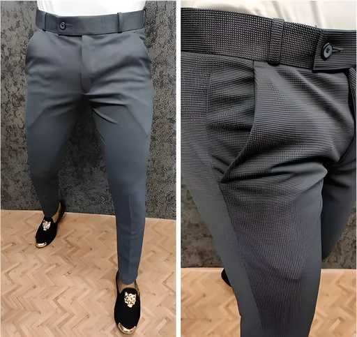 OS Popcorn Fabric Ankle Length Trouser For Men's PRODUCT CODE(OS0008485)