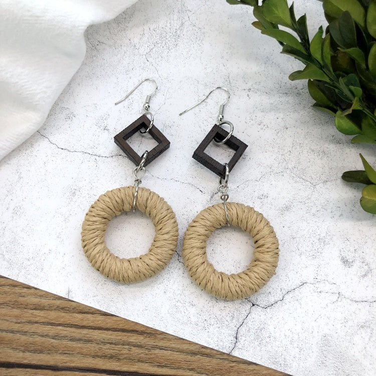 Vintage Forest Grass And Rattan Woven Handmade Earrings