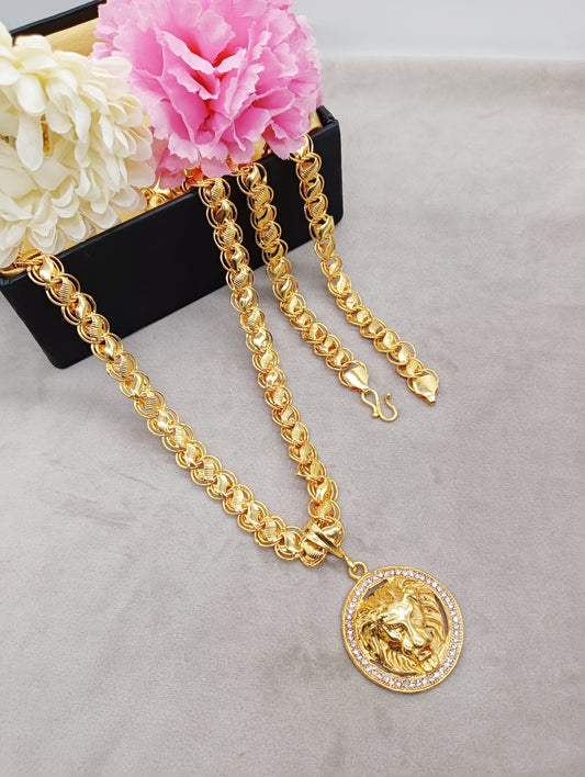 Luxurious Men's Gold Plated Pendant With Chain Vol 3 PRODUCT CODE (OS0006791)