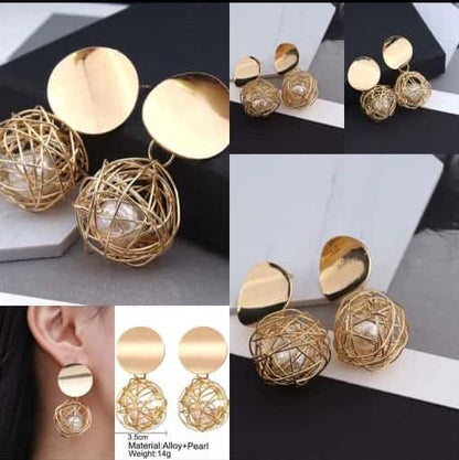 AVR JEWELS China Dangle Gold Double Disk Earrings For Women and Girls PRODUCT CODE (OS0006786)