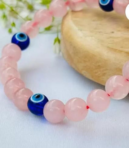 Love and Relationship Protect Bracelet (Rose Quartz with Evil Eye) (Pack of 2 PRODUCT CODE (OS0006886)