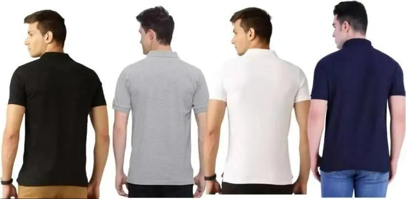 OS Poly Matte Solid Half Sleeves Mens Polo T-Shirt Pack Of 4 PRODUCT CODE (OS0005624)