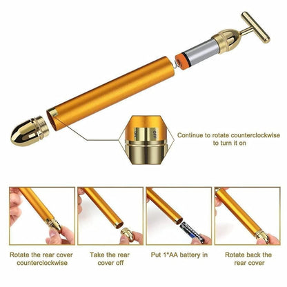 OS 24K Gold Energy Beauty Bar Electric Facial Massage Roller PRODUCT CODE (OS0001195)