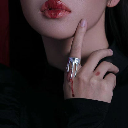 Cold Wind Personality Metal Liquid Texture Finger Ring