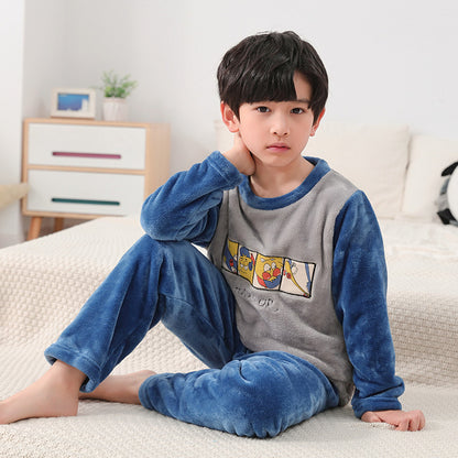 Children's Pajamas Autumn And Winter Cartoon Round Neck Suit