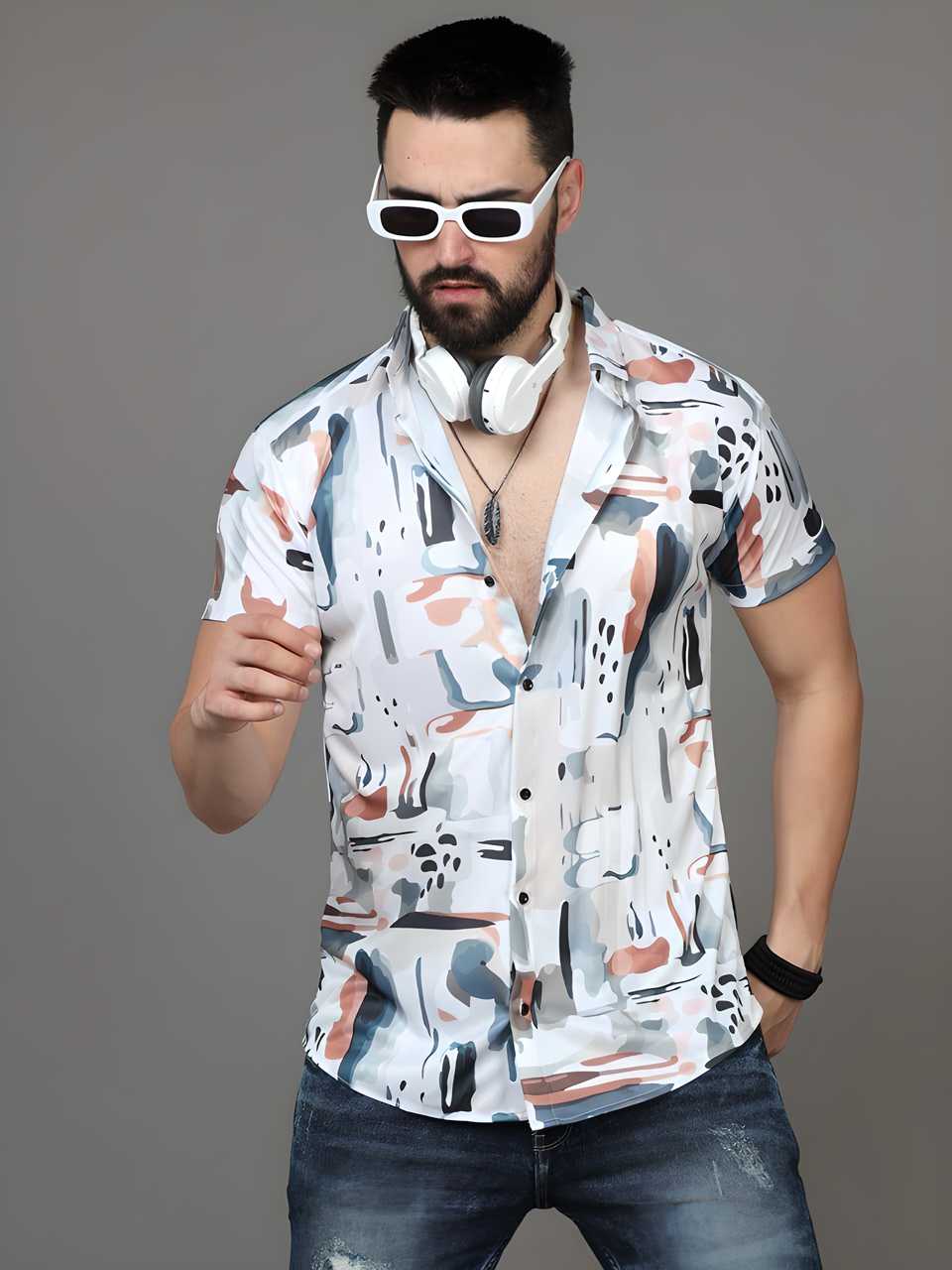 OS Men's Printed Rayon Half Sleeves Shirt PRODUCT CODE (OS0005592)