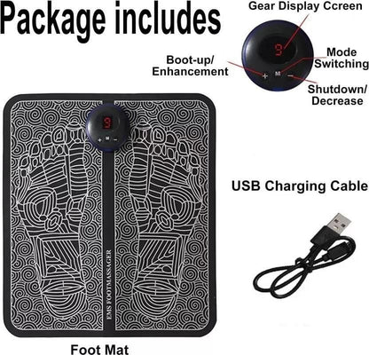 OS Foot Massager Feet Massage Machine ,Electronic Muscle Stimulator Massage Mat USB Rechargeable Massager (Black) PRODUCT CODE (OS0002057)