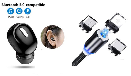 OS Combo Offer of X9 Mini 5.0 Bluetooth Earphone with 3 in 1 Magnet Cable PRODUCT CODE(OS0008392)