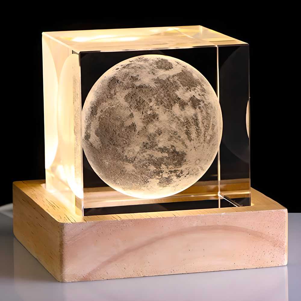 OS 3D Crystal Cube Moon with LED Night Lamp PRODUCT CODE (OS0004782)