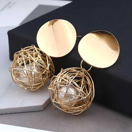 AVR JEWELS China Dangle Gold Double Disk Earrings For Women and Girls PRODUCT CODE (OS0006786)