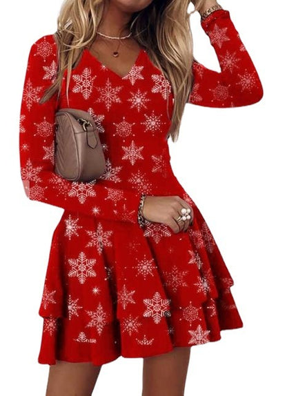 Fashion Women's Printed Slim Sexy Long Sleeve Dress