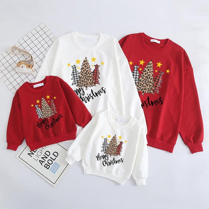 A Family Of Three Family Wear Celebrating Christmas Tree Letter Printing