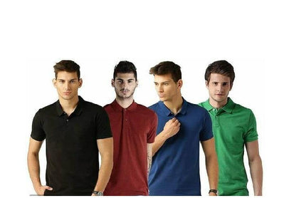 OS Poly Cotton Solid Half Sleeves Mens Polo T-shirt (Pack of 4) PRODUCT CODE (OS0005514)