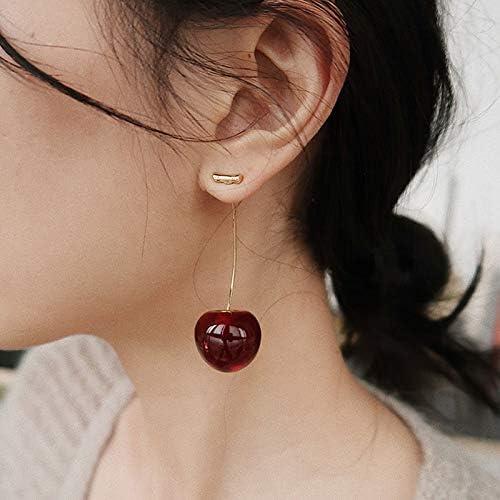 3D Red Cherry Drop Earrings Cute Fruit Gold Dangle Earrings PRODUCT CODE (OS0006898)